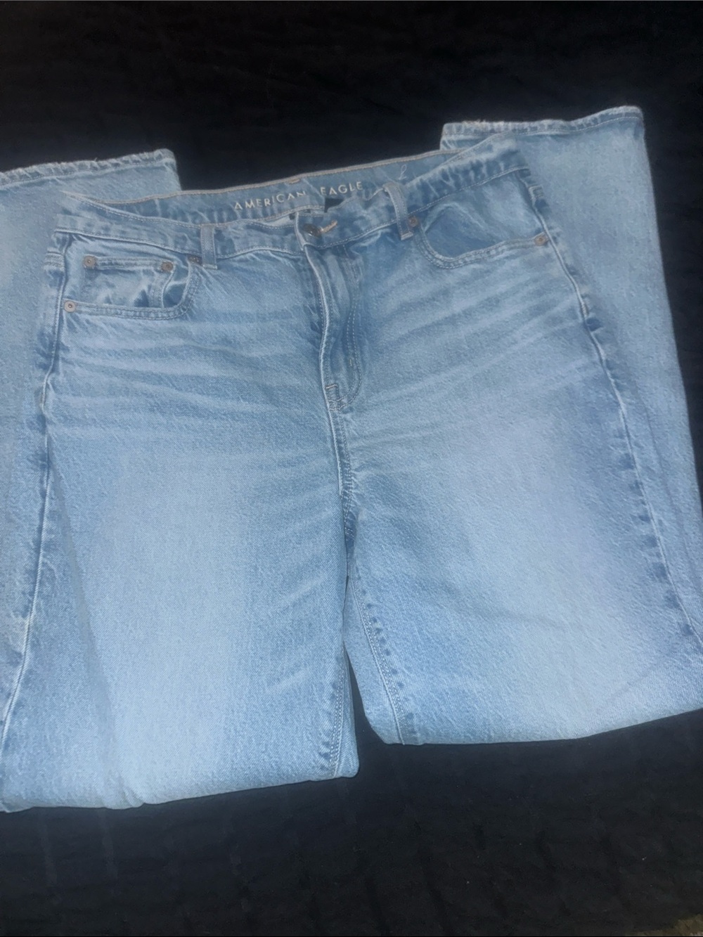 American Eagle women lt. Blue super high-rise ankle, straight Jeans sz 10 L EUC